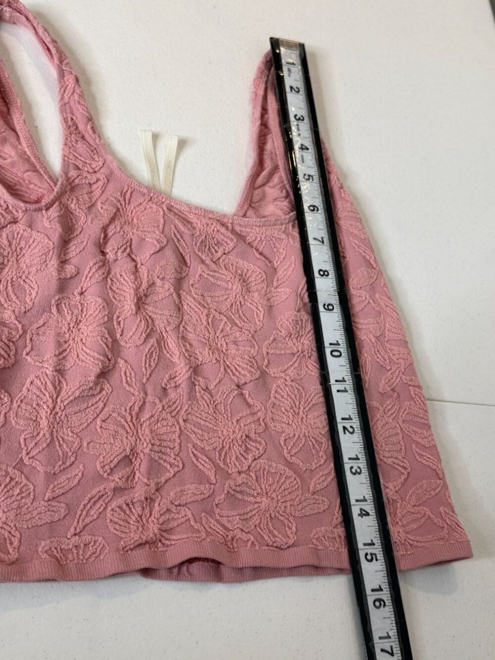 Anthropologie S/M Dusty Rose Textured Floral Tank Top Romantic Feminine - Picture 7 of 8